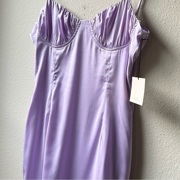 NWT superdown Shelbi Tie Back Mini Dress in Lavender Purple Satin Bodycon Sz M - Picture 5 of 15